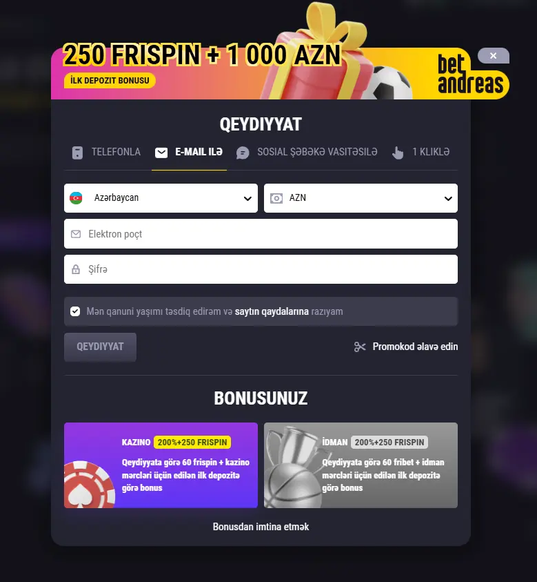 E-poçt Vasitəsilə Qeydiyyat
