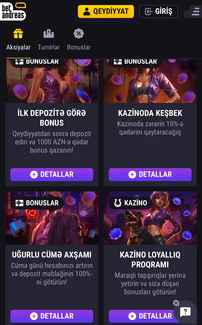 BetAndreas Mobil Bonusları